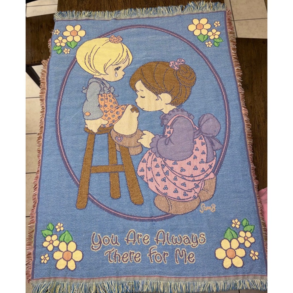 Vintage Precious Moments "You Are Always There for Me" Tapestry Throw Blanket